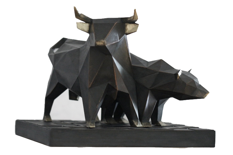 Danberg Ursutaurus Papercut Bronzeguss 3d-Druck Plastik Skulptur Digital-Art